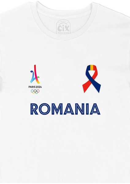 Paris 2024 Yaz Olimpiyatları Romanya Beyaz Tişört