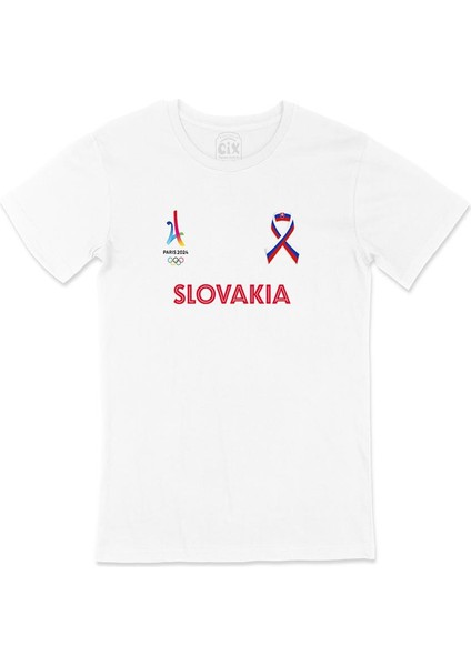 Paris 2024 Yaz Olimpiyatları Slovakya Beyaz Tişört
