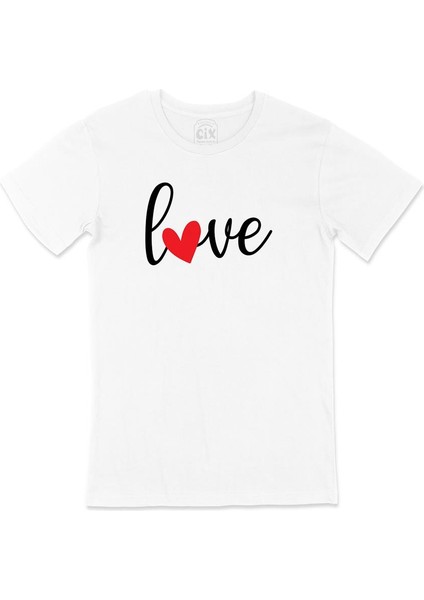 Love Aşk Kalpli Beyaz Tişört