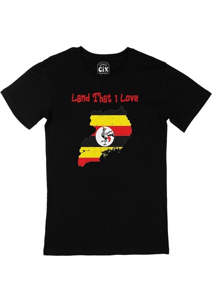 Land That I Love Uganda Siyah Tişört