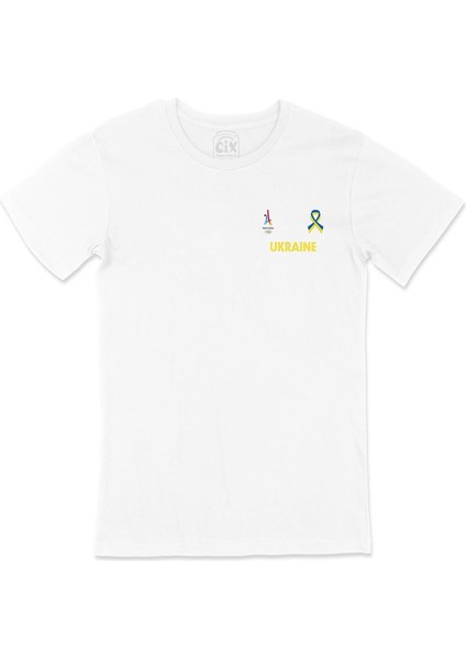Paris 2024 Yaz Olimpiyatları Ukrayna Cep Tasarım Baskılı Beyaz Tişört