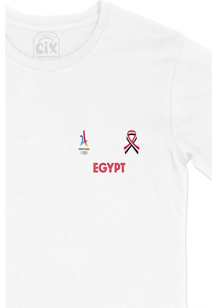 Paris 2024 Yaz Olimpiyatları Mısır Cep Tasarım Baskılı Beyaz Tişört fiyatları