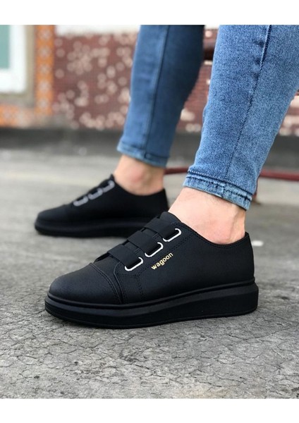Kalın Taban Casual Erkek Ayakkabı Vegan Kömür Topuk Boyu 3 cm