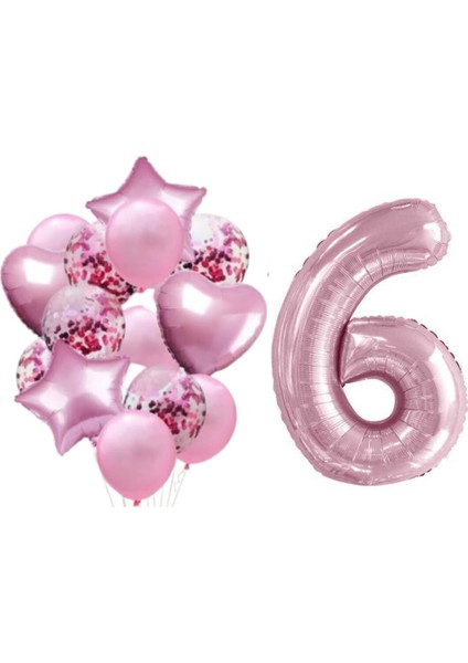 Pembe 6 Yaş Folyo Balon Set