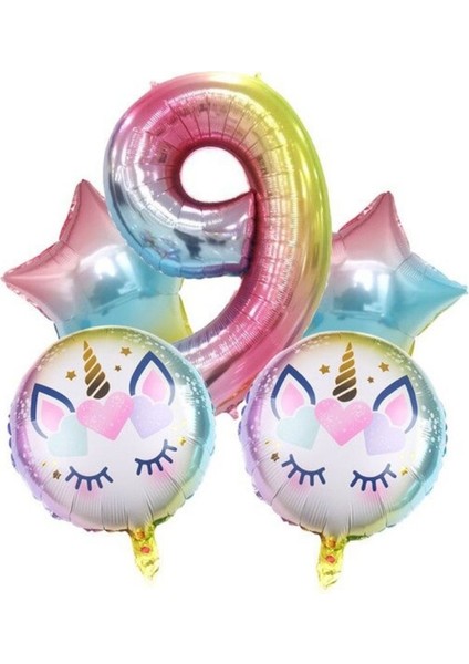 Unicorn 9 Yaş Folyo Balon Set