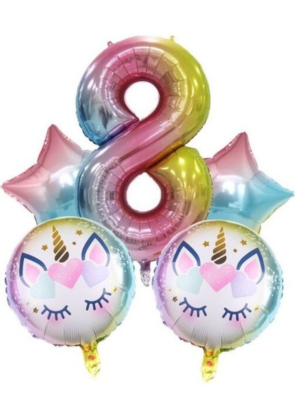 Unicorn 8 Yaş Folyo Balon Set