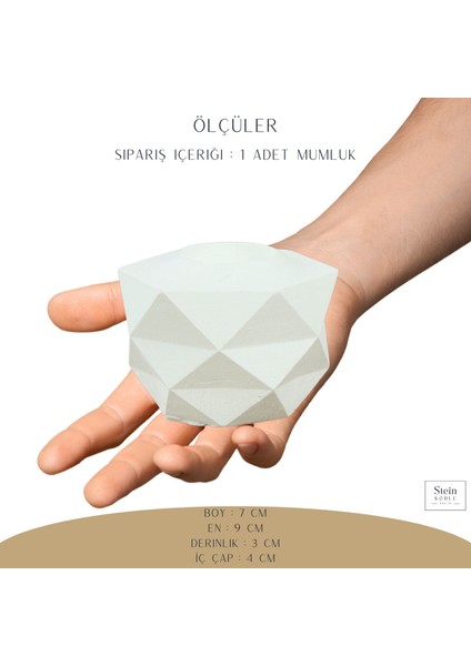 Şamdan Dekoratif Mumluk Şamdan Tealight ve Uzun Mum Uyumlu Prizma Model