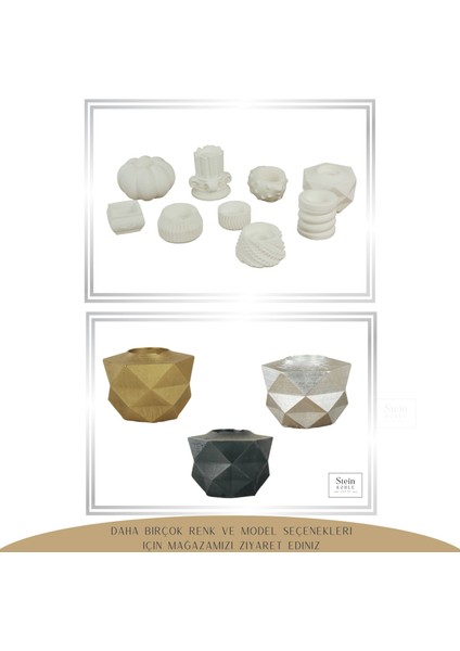 Şamdan Dekoratif Mumluk Şamdan Tealight ve Uzun Mum Uyumlu Prizma Model