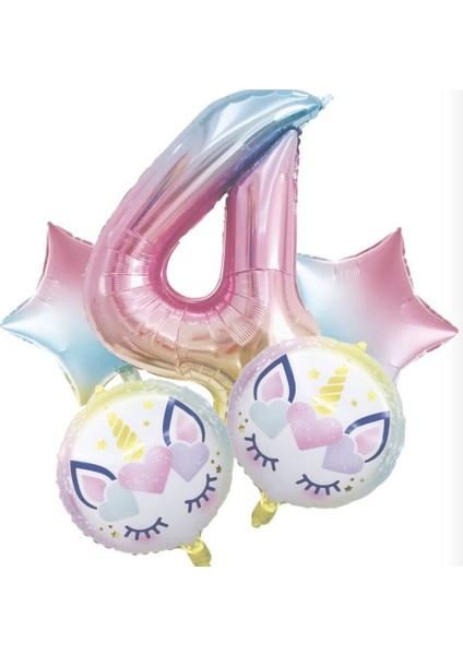 Unicorn 4 Yaş Folyo Balon Set