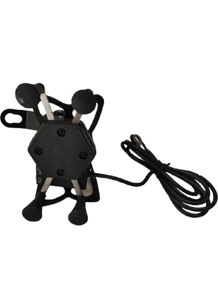 Motosiklet Telefon Tutucu USB Şarjlı Ayna Altı Bağlantılı Motor Tutacağı