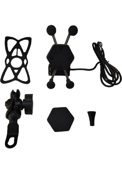 Motosiklet Telefon Tutucu USB Şarjlı Ayna Altı Bağlantılı Motor Tutacağı modelleri