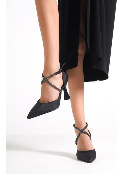 Kalice Siyah Taşlı Stiletto Abiye Topuklu Ayakkabı modelleri
