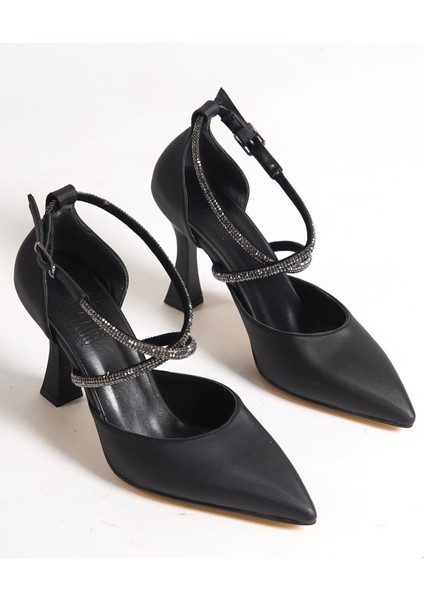 Kalice Siyah Taşlı Stiletto Abiye Topuklu Ayakkabı fırsatları