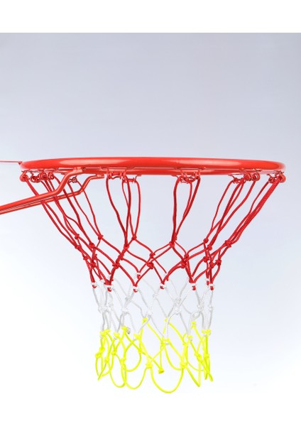Basketbol Filesi 4mm Polys. Kırmızı - Beyaz - Sarı - 2 Adet (Basketbol Pota Ağı)