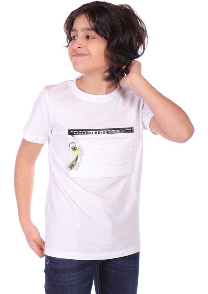 Toontoy Erkek Çocuk Önü Süs Fermuarlı Kol Kısmı Arma Detaylı Tişört