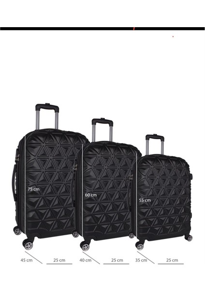 Yeni Sezon Unisex 3 Lü Valiz & Bavul Seti (Kabin+Orta+Büyük Boy) indirimleri