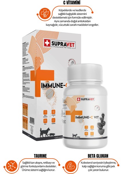 Immune C Kedi ve Köpekler Için Tablet + Yavru Köpekler Için Vitamin Malt Macun 30 gr fırsatları