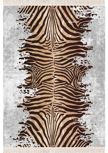Zebra Desen Dijital Baskı Salon Halısı Yıkanabilir Kaymaz Taban Halı Yolluk