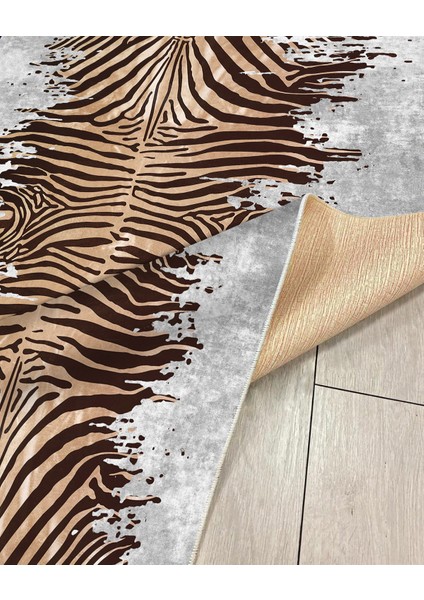 Zebra Desen Dijital Baskı Salon Halısı Yıkanabilir Kaymaz Taban Halı Yolluk
