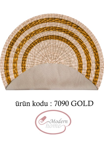 Gold Çember Detaylı Yuvarlak Halı Kolay Temizlenebilen Dijital Baskı Deri Kaymaz Tabanlı Halı