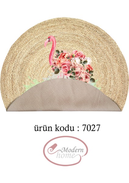 Flamingo Figürlü Yuvarlak Halı Kolay Temizlenebilen Dijital Baskı Deri Kaymaz Tabanlı Halı
