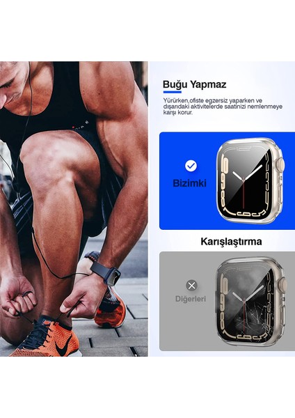 Apple Watch Uyumlu 38MM 40MM 41MM 42MM 44MM 45MM 49MM 1/2/3/4/5/6/se/7/8/ultra Suya Dayanıklı 360 Kasa ve Ekran Koruyucu modelleri