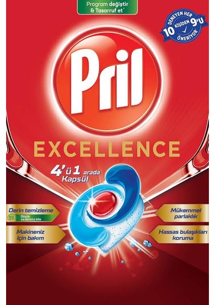 Excellence Bulaşık Makinesi Deterjanı 60 Kapsül x 4 Adet