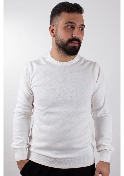 3621 Ekru Bisiklet Yaka Erkek Kazak modelleri