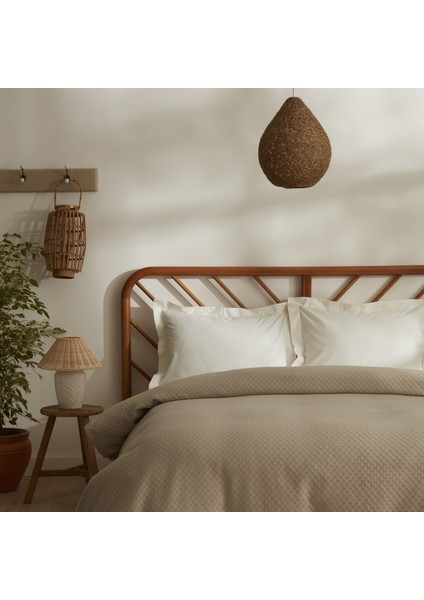 Lorena Çift Kişilik Bambu Jakkar Pike 200x230 cm Bej