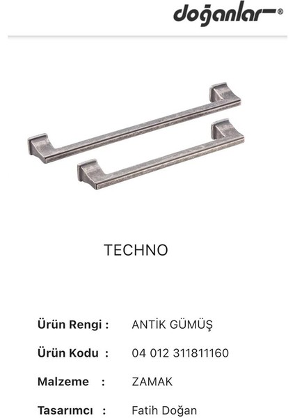 Doğanlar Techno 160 mm Mobilya Kulp Antik Gümüş modelleri