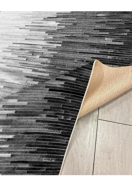 Gri Renk Geçişli Dijital Baskı Salon Halısı Yıkanabilir Kaymaz Taban Halı Yolluk