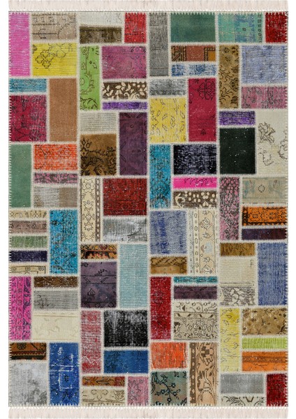 Renkli Patchwork Tasarım Halı Yolluk Kaymaz Taban Makinada Yıkanabilir Dijital Baskı Halı