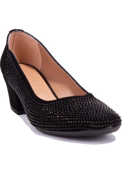 DZA07-7268670 Siyah Süet Klasik Topuklu Kadın Ayakkabı