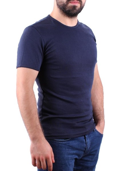 4604 Lacivert Bisiklet Yaka Erkek Tshirt modelleri