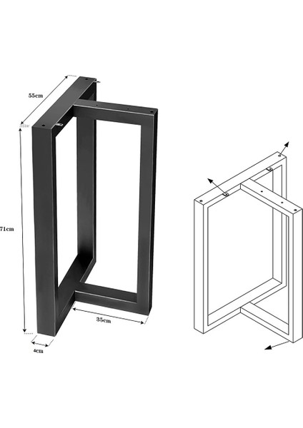 Tolia Home Metal Masa-Yemek Masası- Çalışma Masası Ayağı 2 Adet Ayak 71 cm Mobilya Ayağı