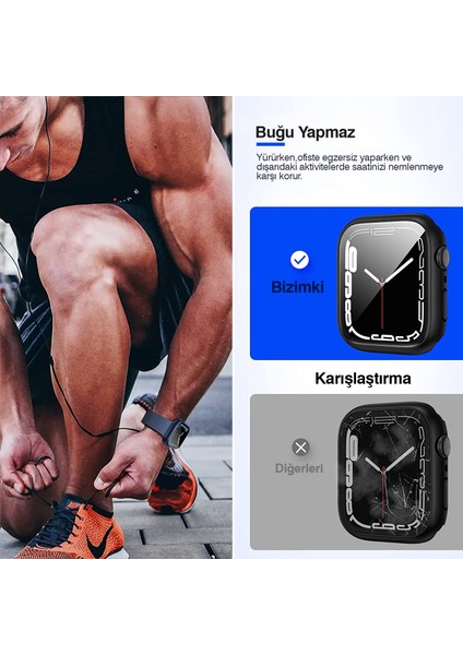 Apple Watch Uyumlu 38MM 40MM 41MM 42MM 44MM 45MM 49MM 1/2/3/4/5/6/se/7/8/ultra Suya Dayanıklı 360 Kasa ve Ekran Koruyucu modelleri