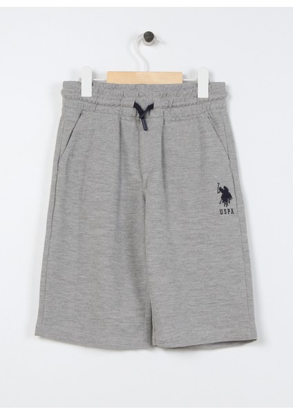Bağlamalı Bel Standart Gri Melanj Erkek Çocuk Şort GUNDERIY023