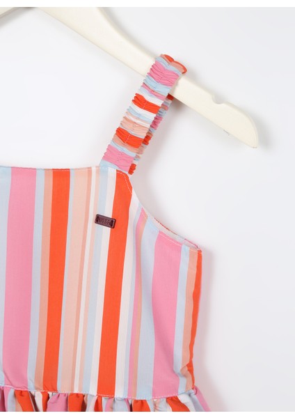 Çizgili Pembe Kız Çocuk Kısa Elbise Luke modelleri