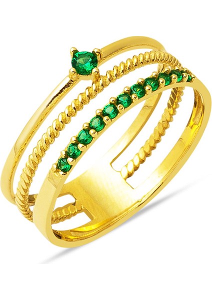 Tria Yeşil Kemer 14 Ayar Altın Yüzük
