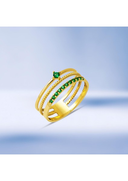 Tria Yeşil Kemer 14 Ayar Altın Yüzük indirimleri