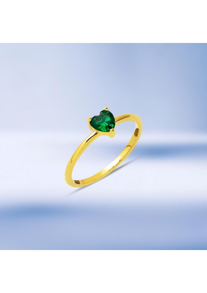 14 Ayar Yeşil Kalp Taşlı Altın Yüzük indirimleri