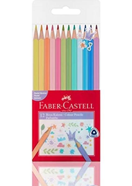 Pastel Renkler Üçgen Boya Kalemi 12'li