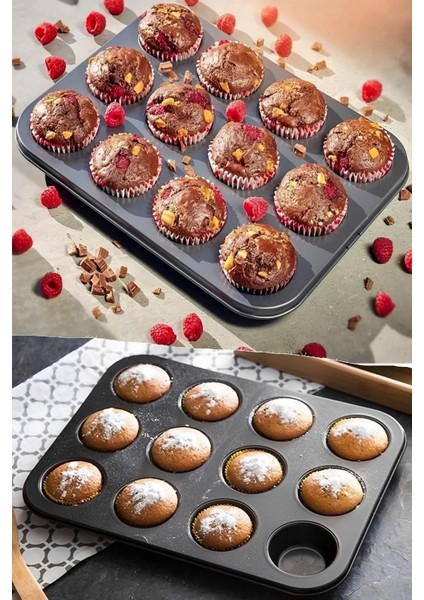 Muffin Kalıbı Kek 12'li Cupcake Muffin Kurabiye Turta Kalıbı Fırın Pasta Çörek