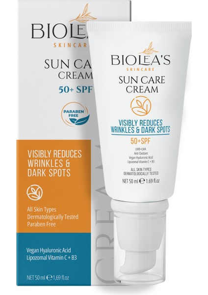 Kırışıkları Azaltan, Koyu Önleyici Güneş Kremi 50 Spf Lipozomal C+ Hyalüronik Asit+B3 50 ml