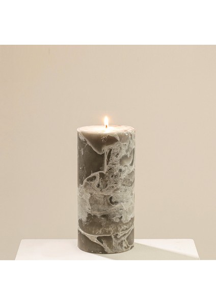 Marblo Sütun Mum 10 x 20 cm Koyu Yeşil modelleri