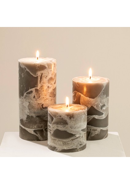 Marblo Sütun Mum 10 x 20 cm Koyu Yeşil indirimleri