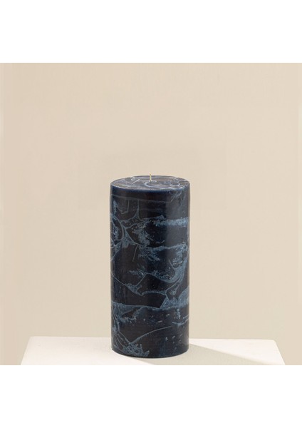 Marblo Sütun Mum 10 x 20 cm Lacivert