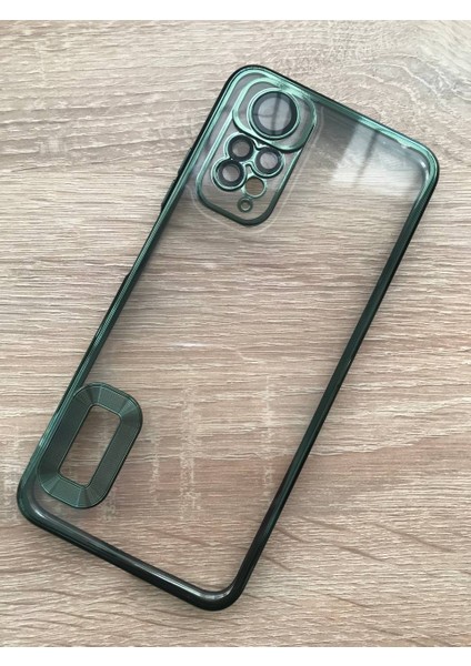 Xiaomi Redmi Note 11S Kılıf Kamera Lens Korumalı Şeffaf Renkli Logo Gösteren Parlak Yumuşak Kapak Omega Yeşil
