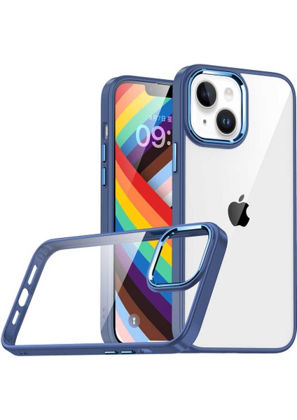 Apple iPhone 14 Kılıf Case, Kamera Lens Korumalı Elektroplatin Kaplama Sert Pc Koruyucu Colourful Platinum Serisi