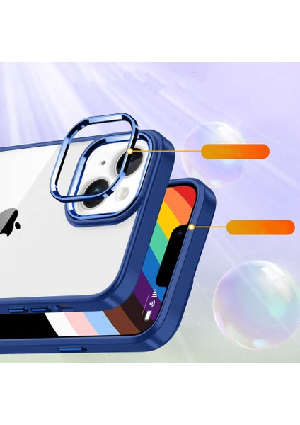 Apple iPhone 14 Kılıf Case, Kamera Lens Korumalı Elektroplatin Kaplama Sert Pc Koruyucu Colourful Platinum Serisi